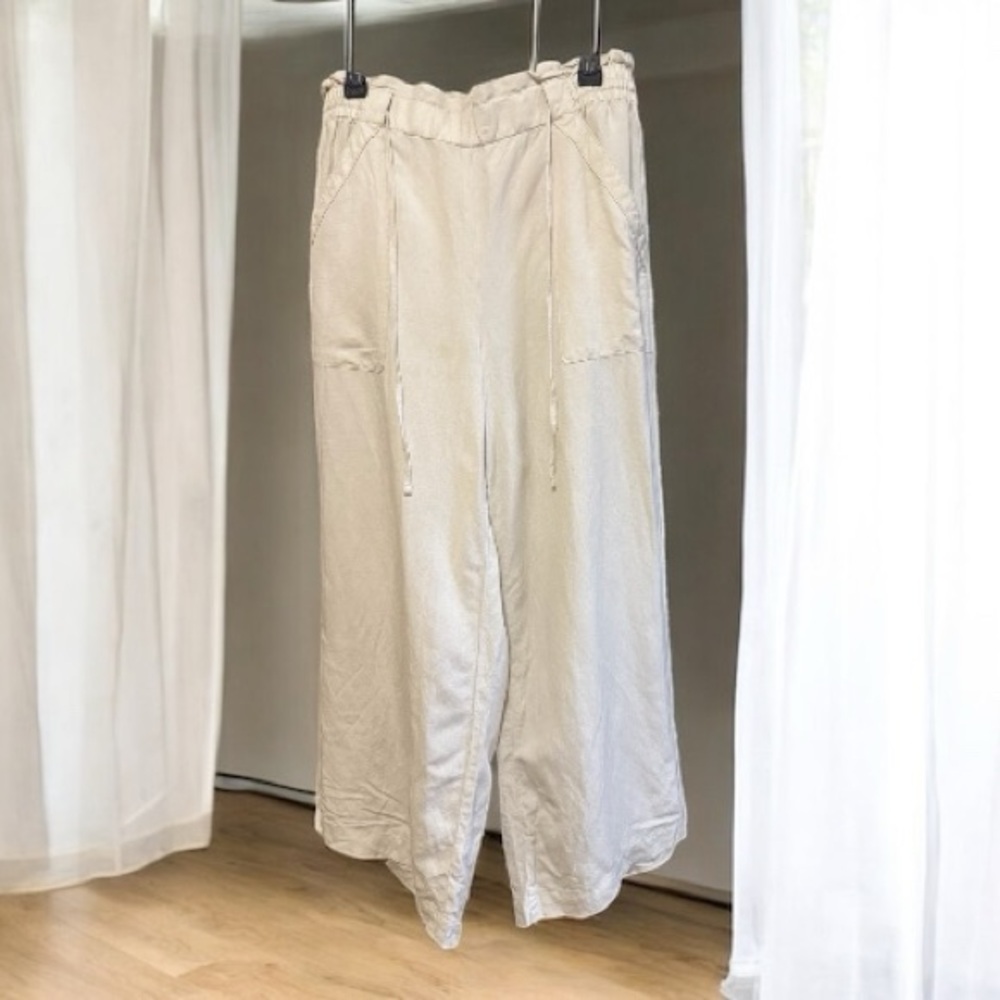 LOFT Linen Blend Wide Leg Palazzo Pants